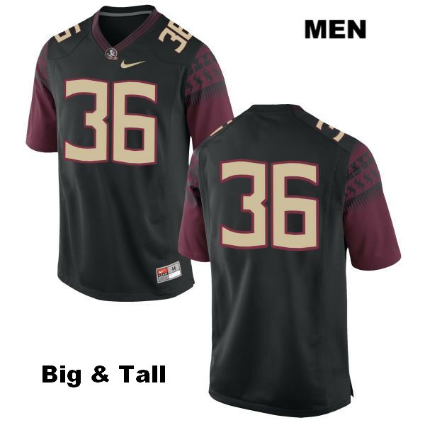 Men's NCAA Nike Florida State Seminoles #36 Aaron King College Big & Tall No Name Black Stitched Authentic Football Jersey GUZ3569RB